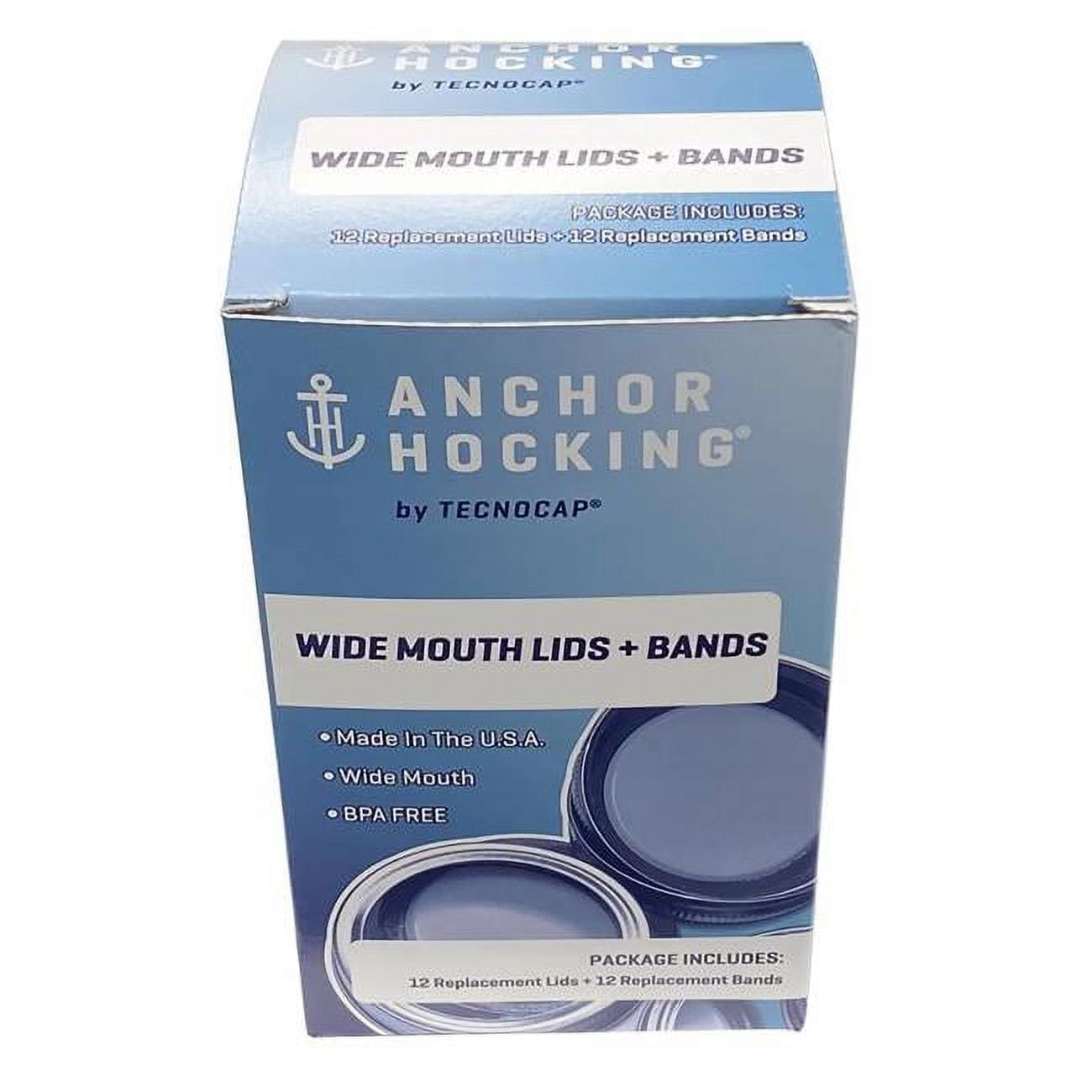 Picture of Tecnocap 6065600 Anchor Hocking Wide Mouth Canning Lids & Bands, Gold - Pack of 12 - Pack of 12