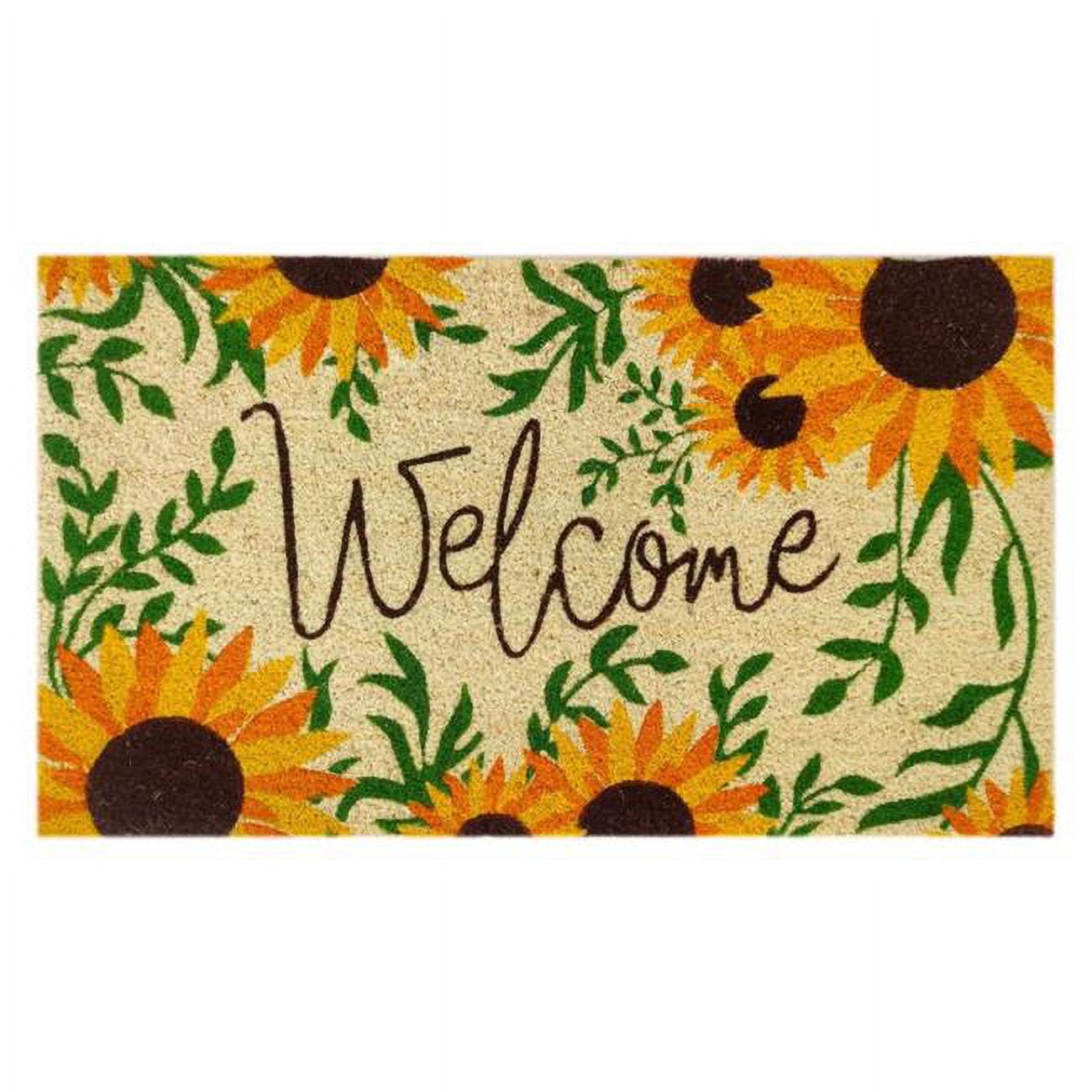 6065761 30 x 18 in. Welcome Sunflowers Coir Door Mat, Multi Color