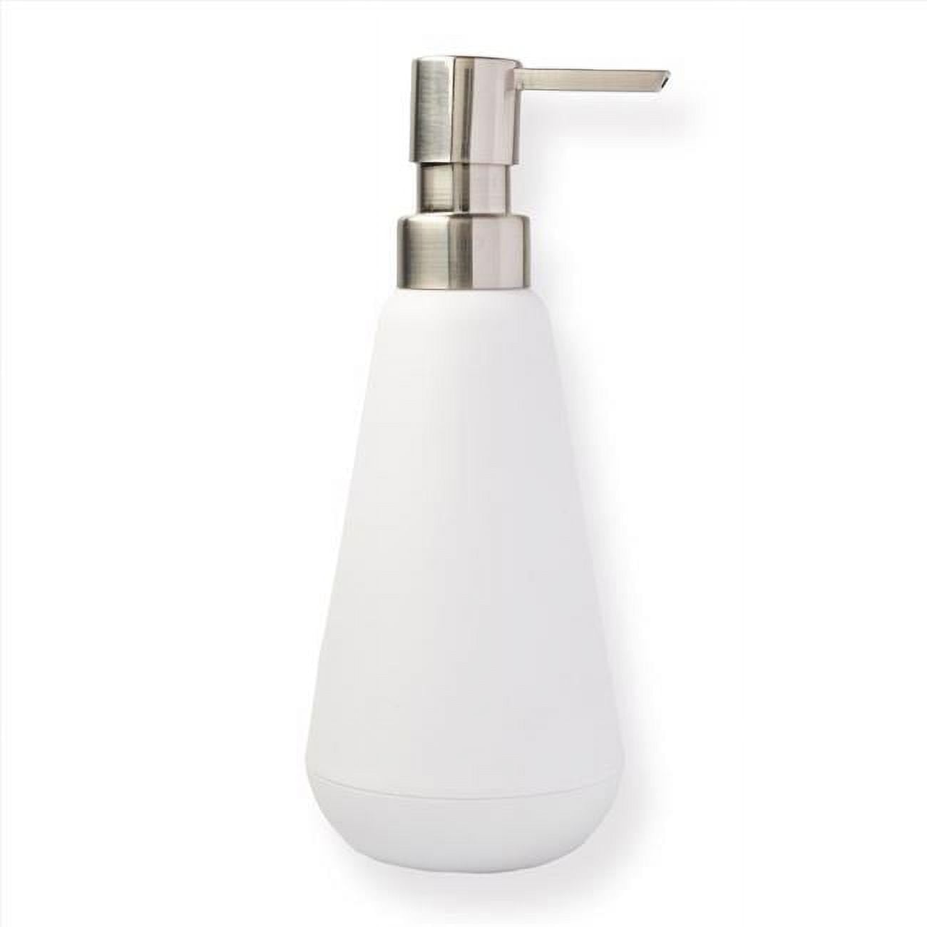 6063672 Belize Brushed Nickel Plastic Soap Pump, White