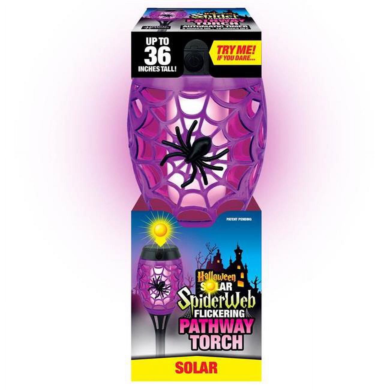 Halloween Spider Web Flicker Pathway Torch Light, Multi Color - Pack of 12