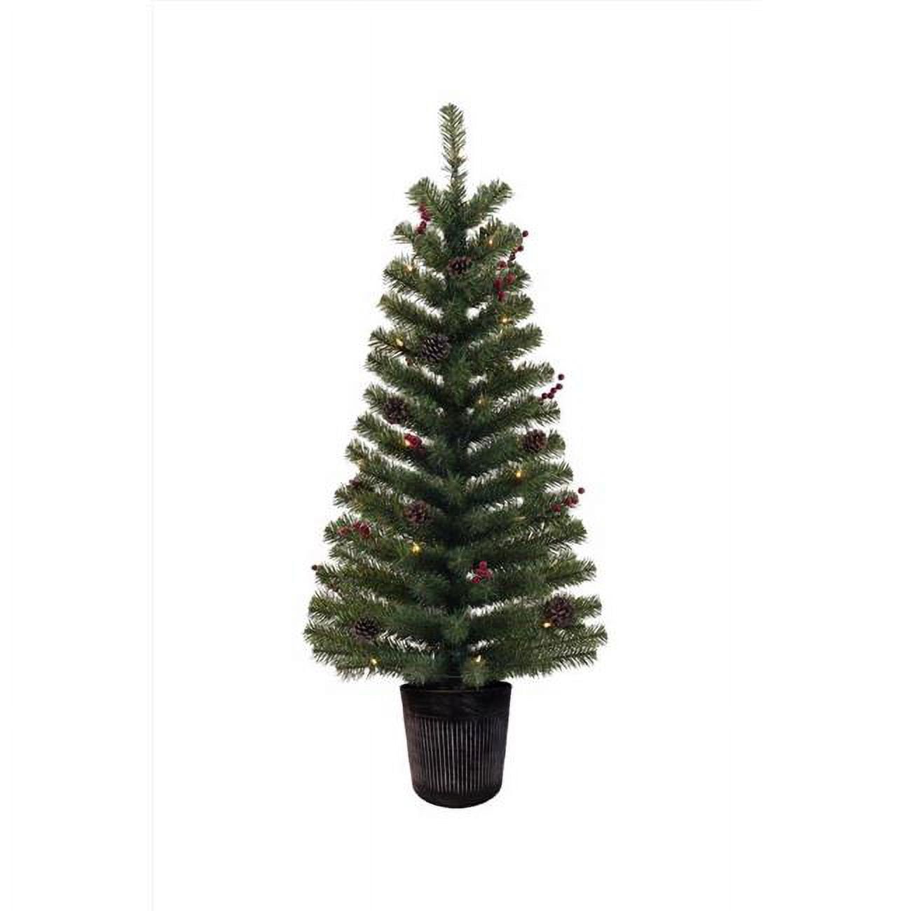 4 ft. Full LED Northern Pine Tree Prelit Incan Color Changing Christmas Tree, Gray - 35 Count