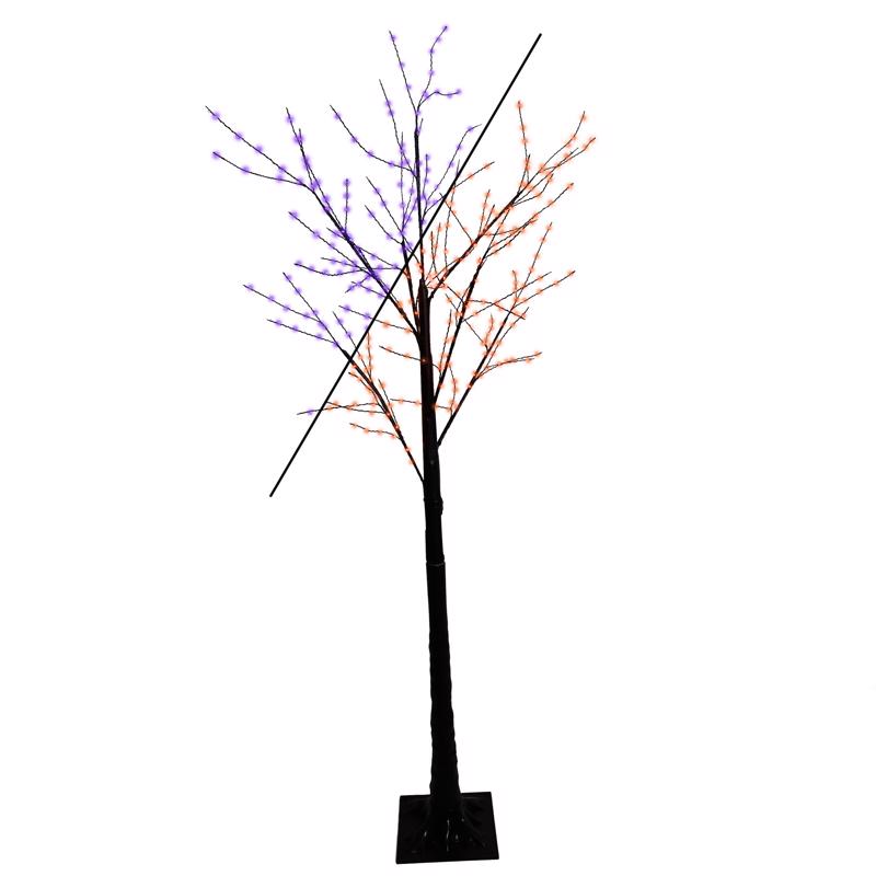 9086901 5 ft. LED Prelit Spooky Tree Yard Decor, Orange & Purple - 350 Count