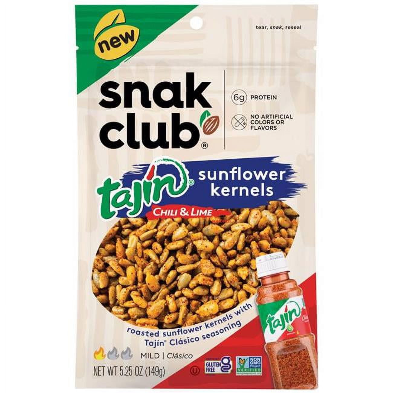 6065125 5.25 oz Bagged Tajin Chili & Lime Sunflower Kernels Snacks - Pack of 6 -  Snak Club