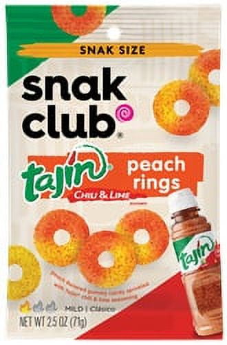 2.5 oz Bagged Tajin Chili & Lime Peach Rings Candy - Pack of 12