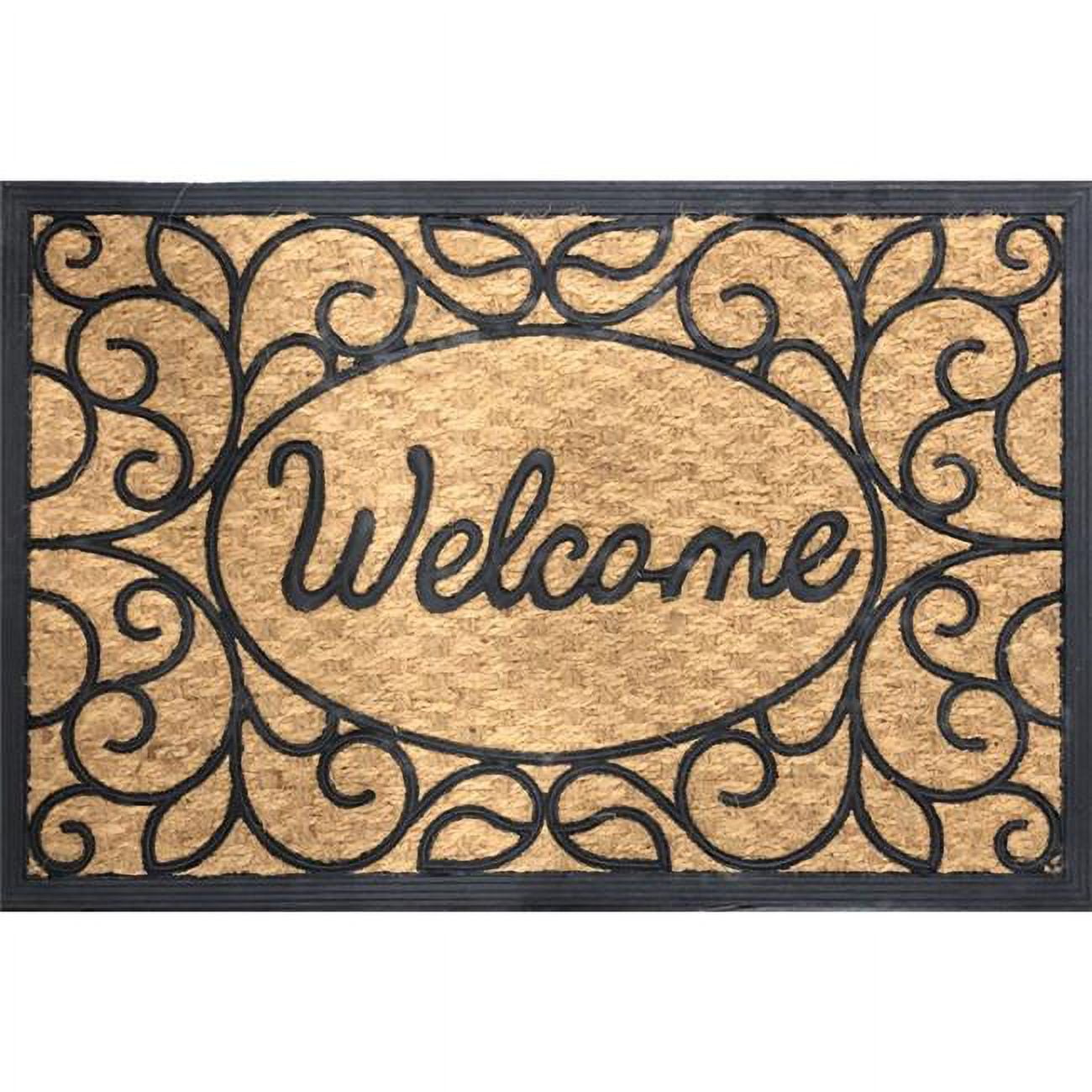6065721 36 x 24 in. Coir & Rubber Door Mat, Black & Brown
