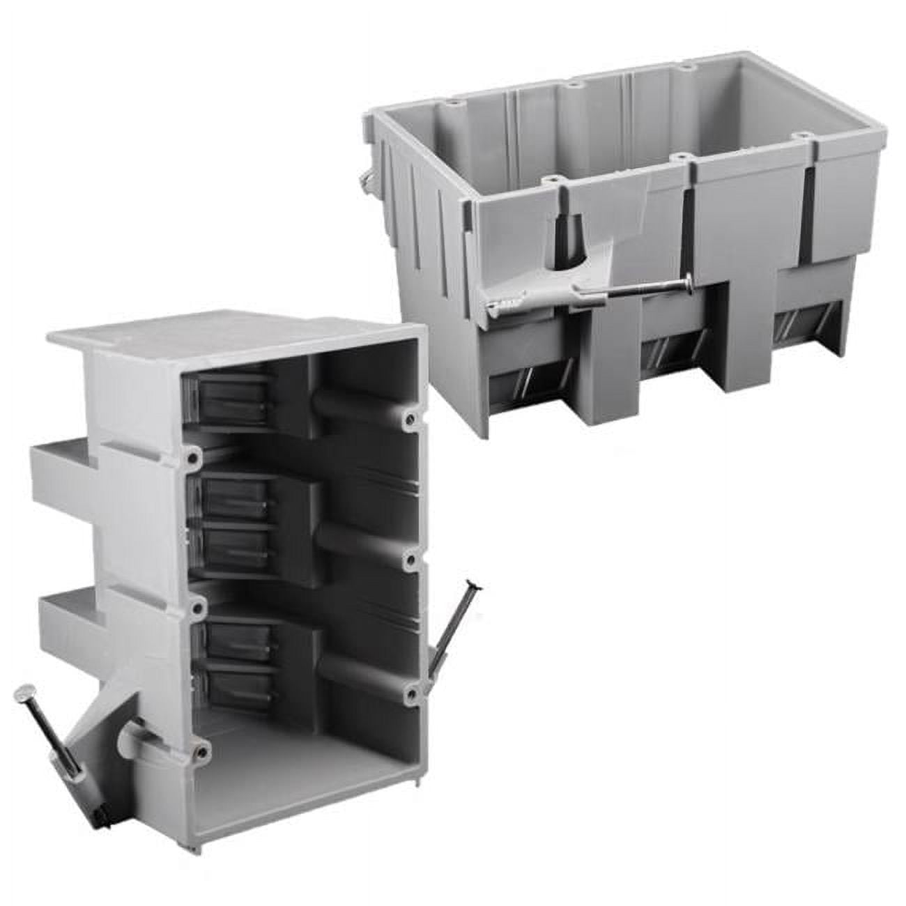 Picture of Cantex 3012618 53 cu. in.   Work Rectangle PVC 3 Gang Outlet Box&#44; Gray