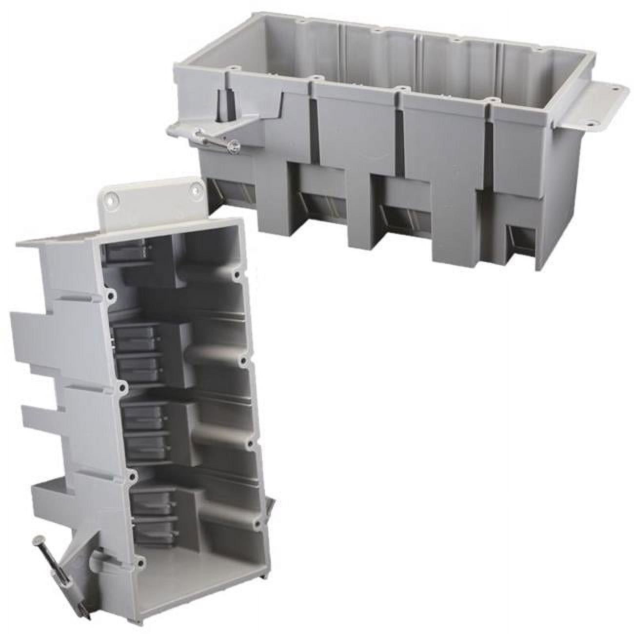 Picture of Cantex 3013878 64 cu. in.   Work Rectangle PVC 4 Gang Outlet Box&#44; Gray