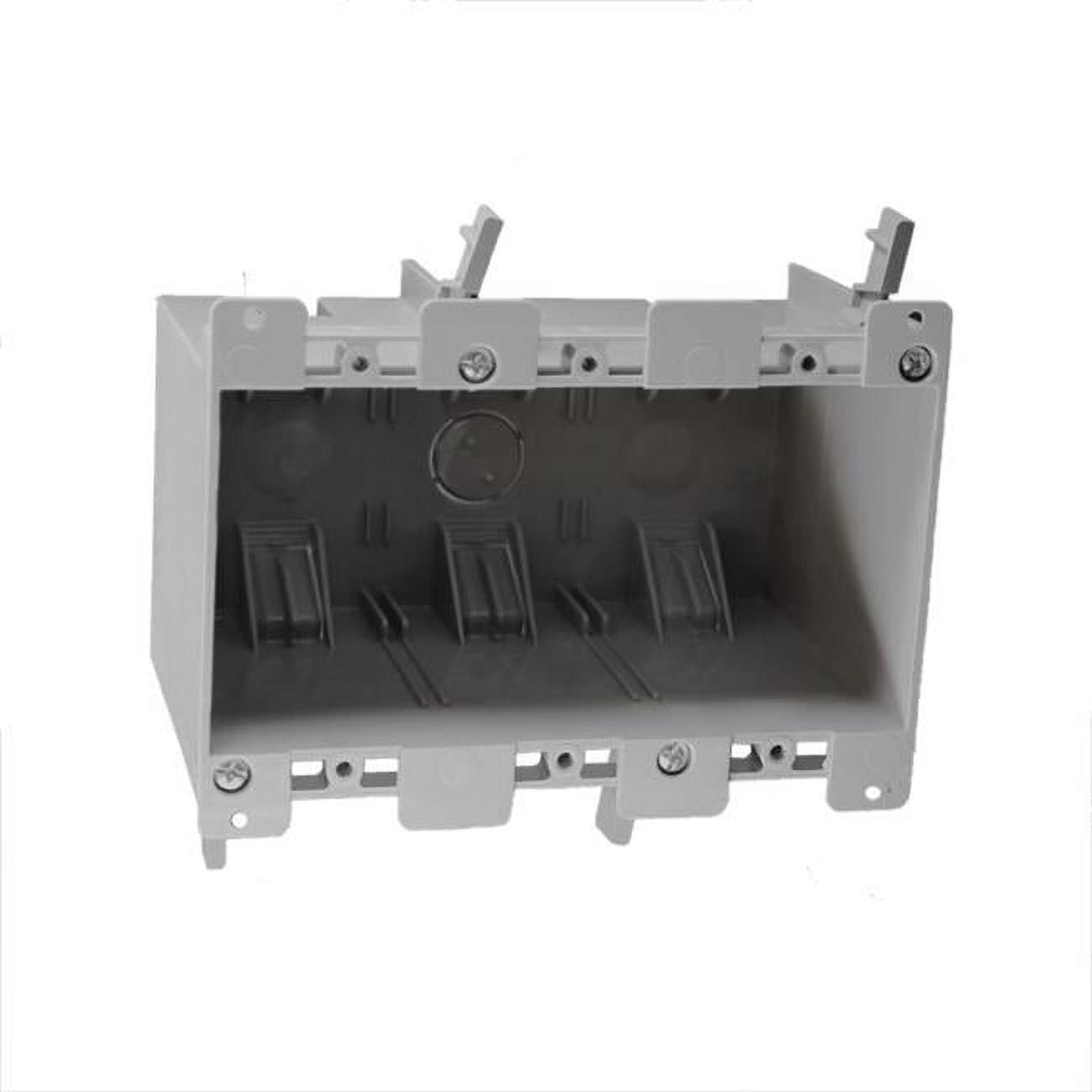 Picture of Cantex 3012617 55 cu. in. Old Work Rectangle PVC 3 Gang Outlet Box&#44; Gray