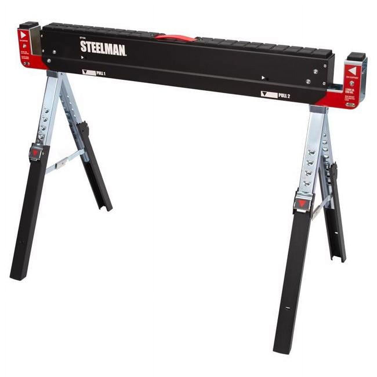 32 x 42 x 24.25 in. Adjustable Folding Sawhorse, Black & Silver - 1300 lbs