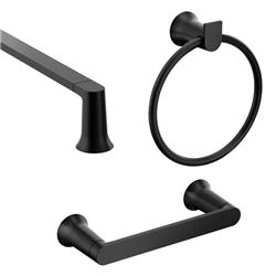 6065835 Genta Zinc Bath Accessory Set, Matte Black -  Moen, BH3633BL