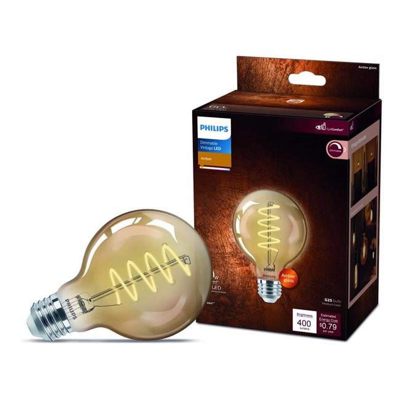 3013961 G25 E26 Medium LED Bulb, Amber - 60W Equivalence