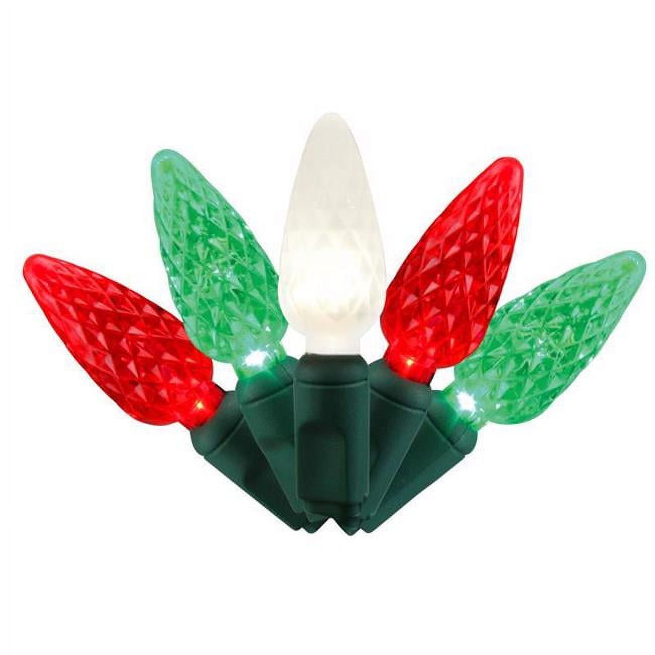 25 ft. Platinum LED C6 String Christmas Lights, Red, Green & Pure White - 50 Count