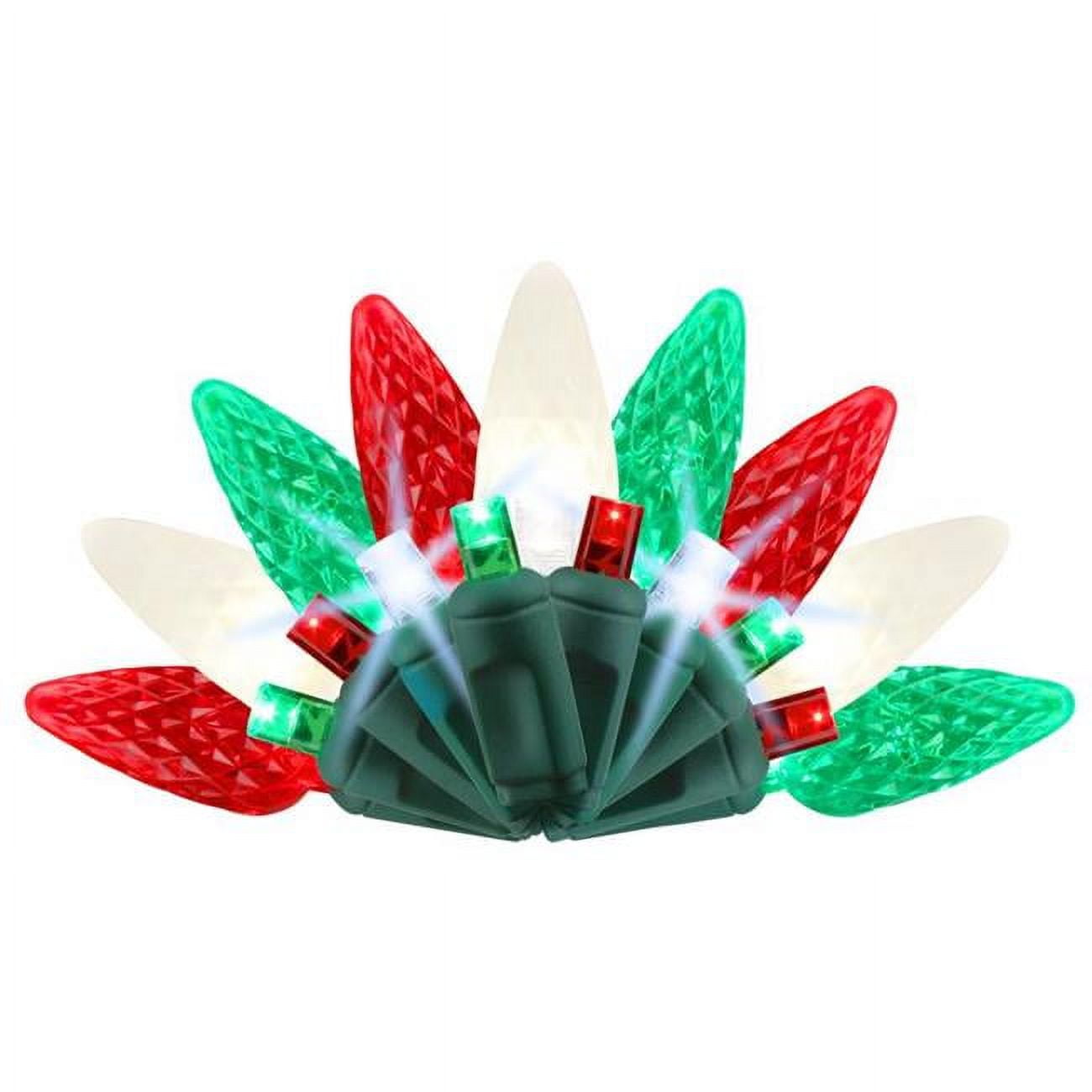 Celebrations Platinum LED C6/Mini Red/Green/Pure White 50 ct String Christmas Lights 25 ft.