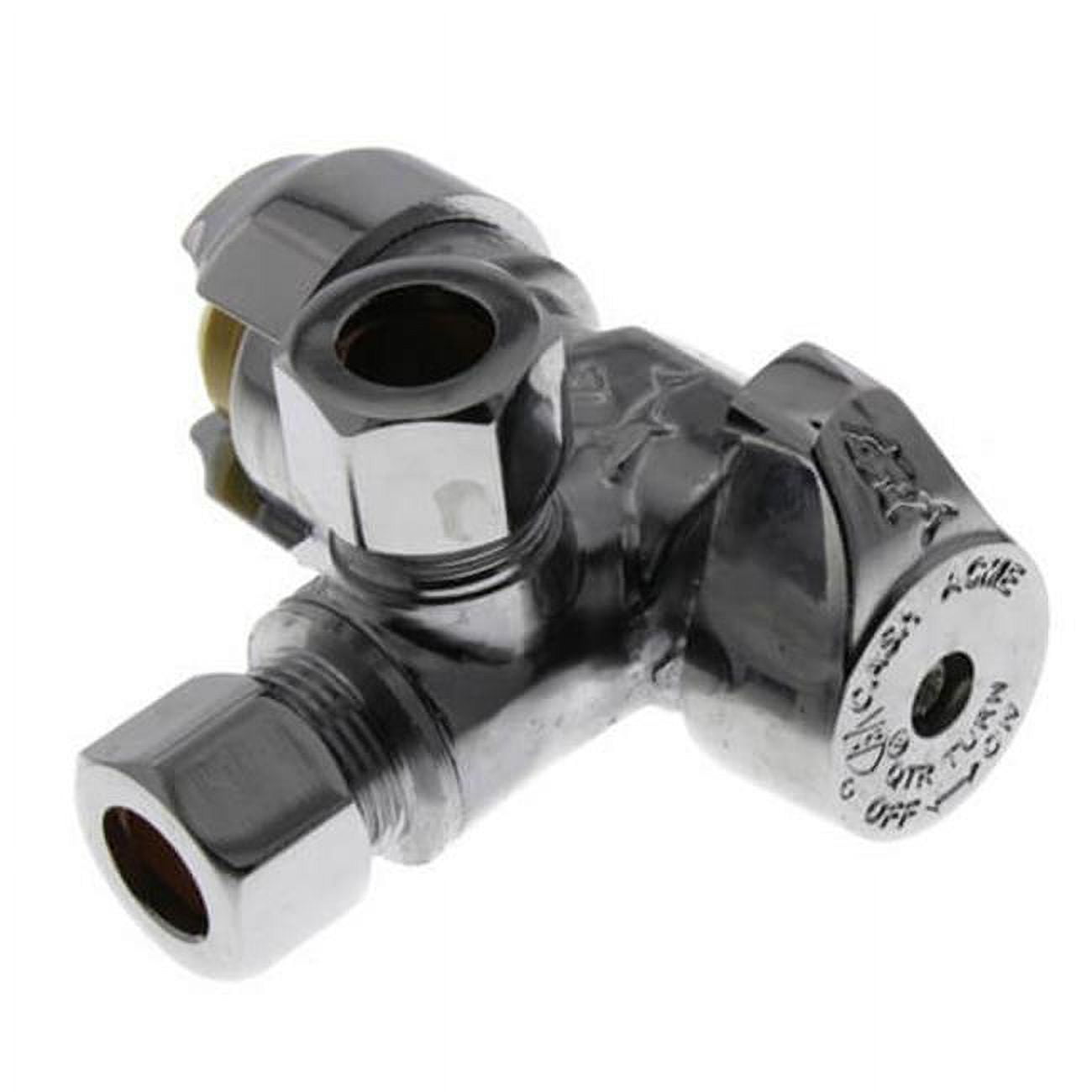 0.5 in. PTC x 0.37 in. Compression Brass Dual Outlet Angle Stop
