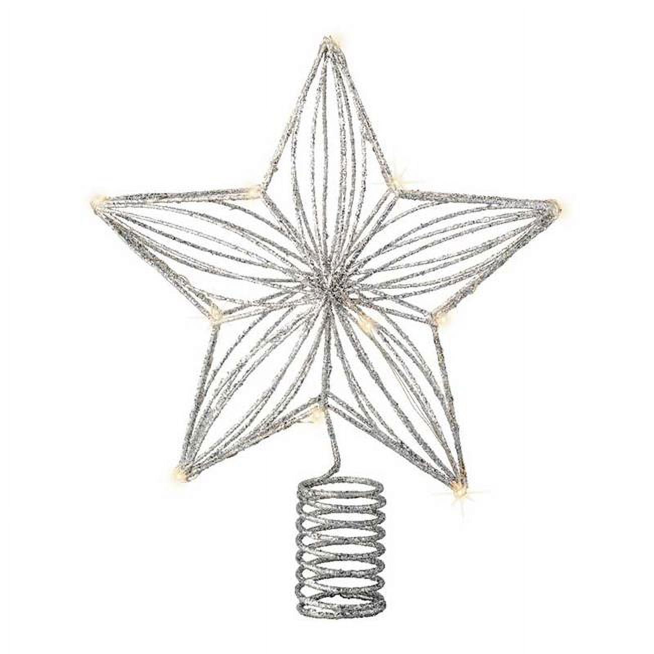Picture of Kaemingk International 9086481 Silver Metal Star Battery Operated Warm White Micro LED Tree Topper