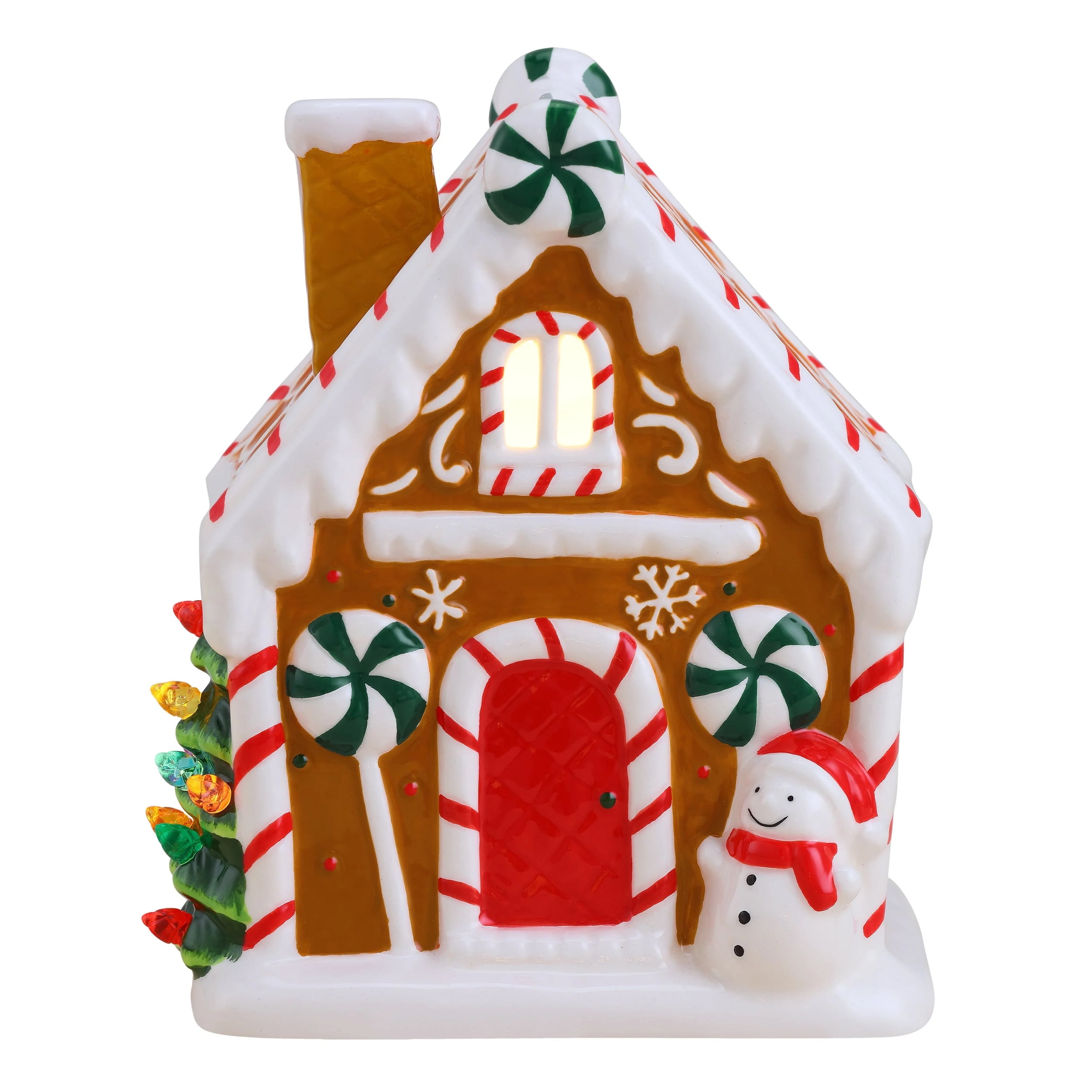 7 in. Nostalgic Ceramic Lit Gingerbread House, Brown