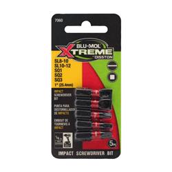 Picture of Blu-Mol Xtreme 2033624 1 in. S2 Tool Steel Impact Driver Bit Set&#44; Assorted - 5 Piece