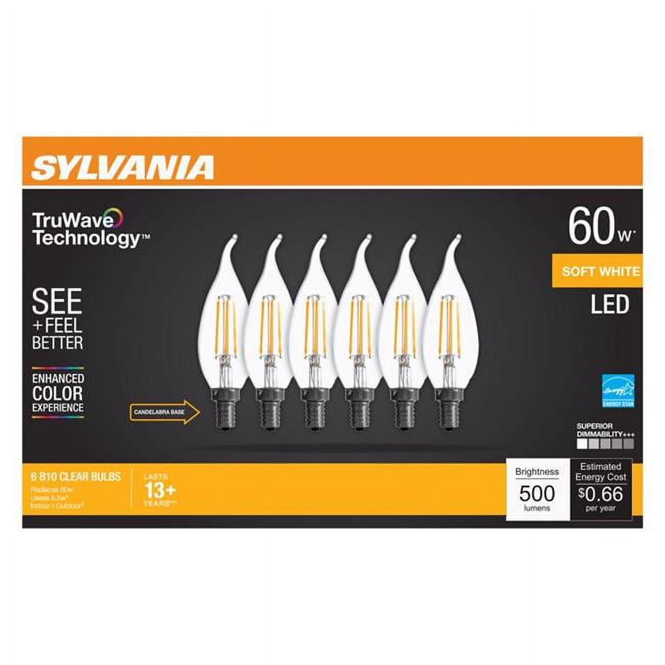 3014587 60W Truwave B10 E11 LED Bulb, Soft White - Pack of 6 -  Sylvania