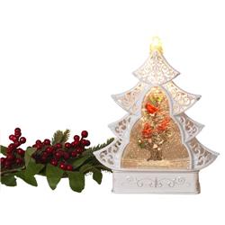 Gerson 9086693 12 in. Lighted Spinning with Cardinal Scene Water Globe Tree, Multi Color - Pack of 6