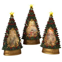 Picture of Gerson 9086675 13.5 in. Christmas Water Globe Tree&#44; Assorted Color - Pack of 3