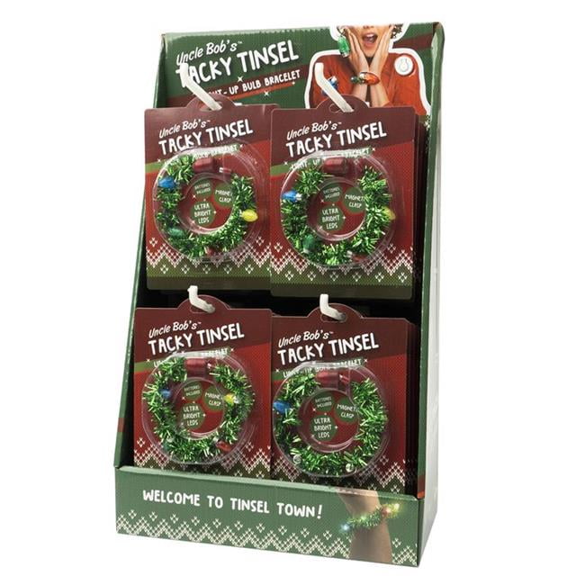Womens Tacky Tinsel Bracelet, Green - Pack of 24