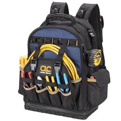 Picture of CLC 2020890 13 x 18 in. Ballistic Polyester Backpack Tool Bag&#44; Black & Blue - 38 Pocket