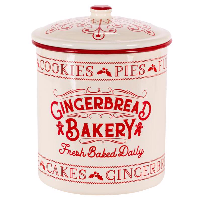 Picture of Gerson 9087156 8 in. Gingerbread Bakery Cookie Jar, Red & White - Pack of 4