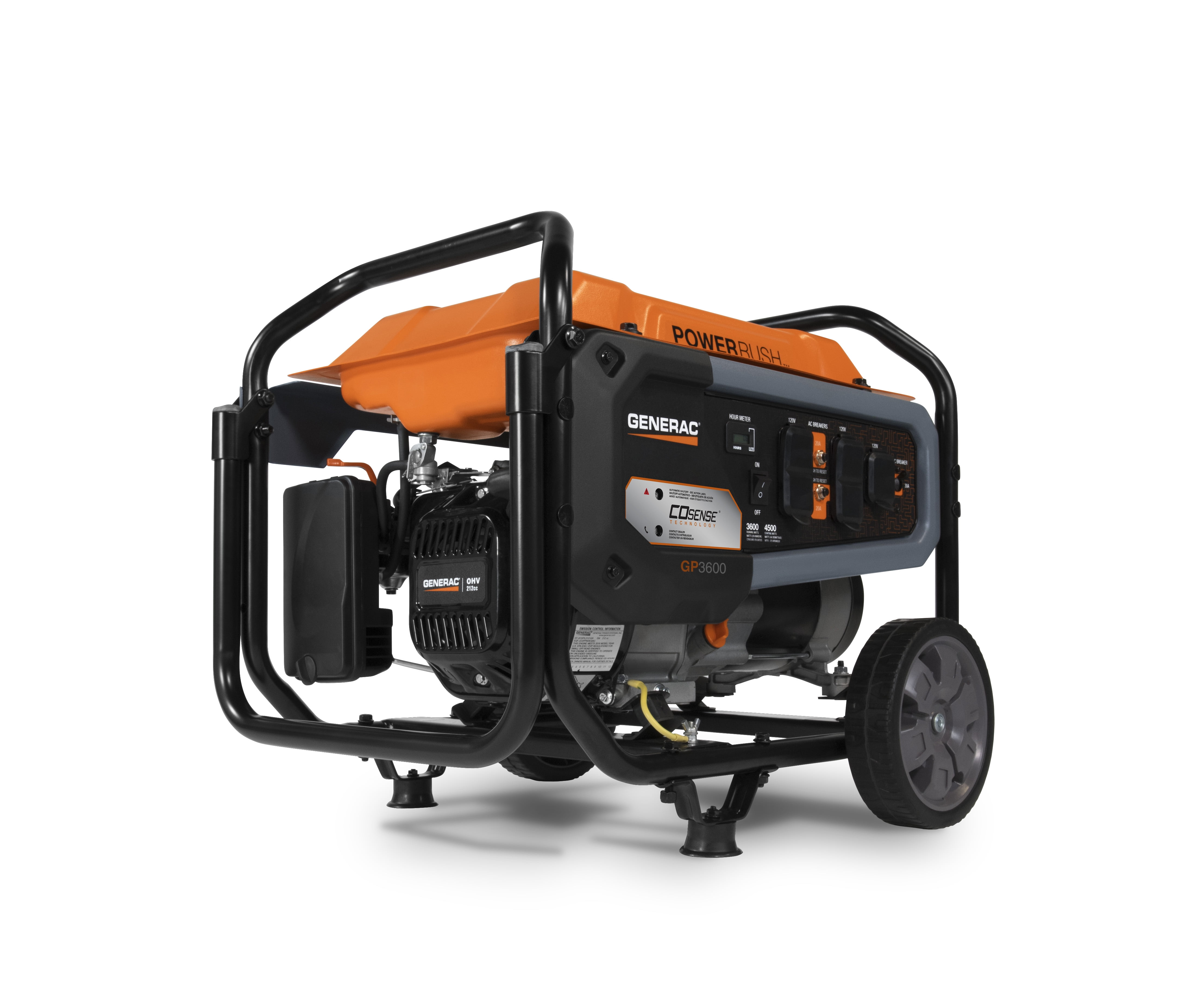 Generac 3014624 3600W 4500W 120V Gasoline Portable Portable Generator, Black & Orange -  7722