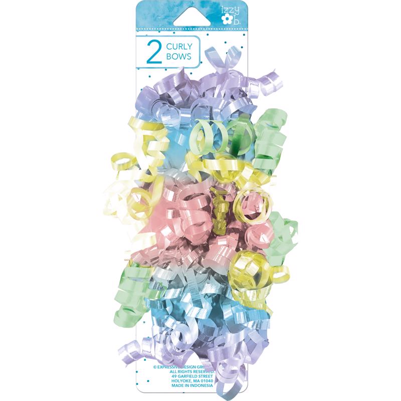 9093160 Pastel Curly Bows, Multi Color - Pack of 6