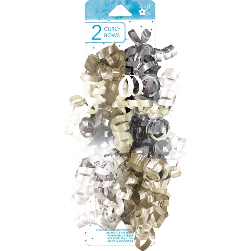 9093163 Izzy OB Metallic Curly Bows, Multi Color - Pack of 6