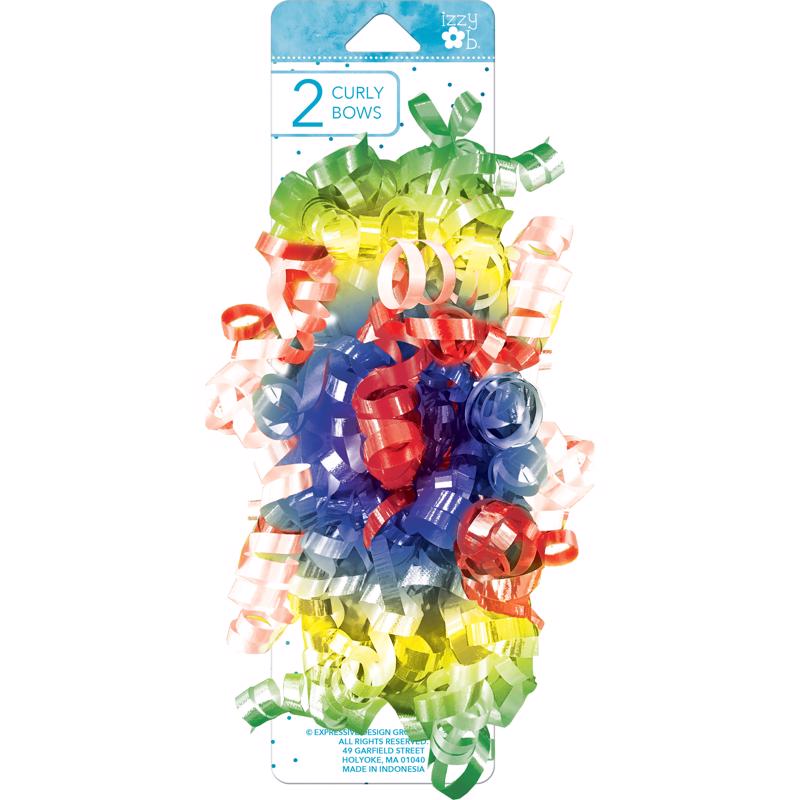 9093164 Izzy Ob Primary Curly Bows, Multi Color - Pack of 6