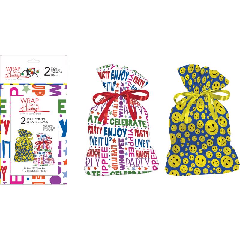 9093194 All Occasion Drawstring Gift Bag, Assorted Color - Pack of 6
