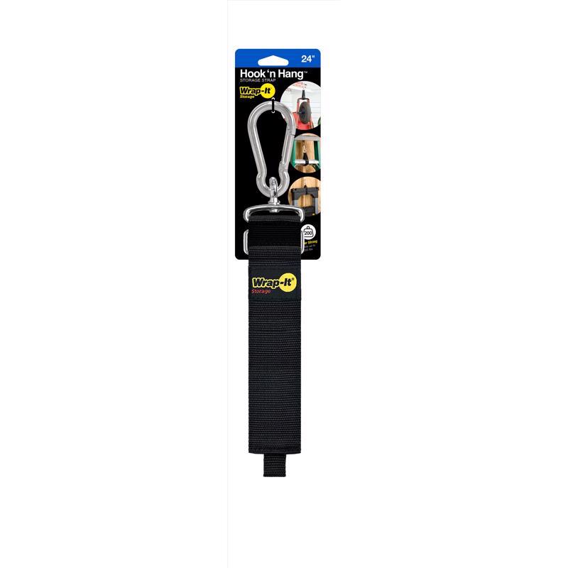 5045978 24 in. Hook-N-Hang Black Nylon, Steel & Cloth Hook & Eye Storage Hook & Strap with 250 lbs Cap
