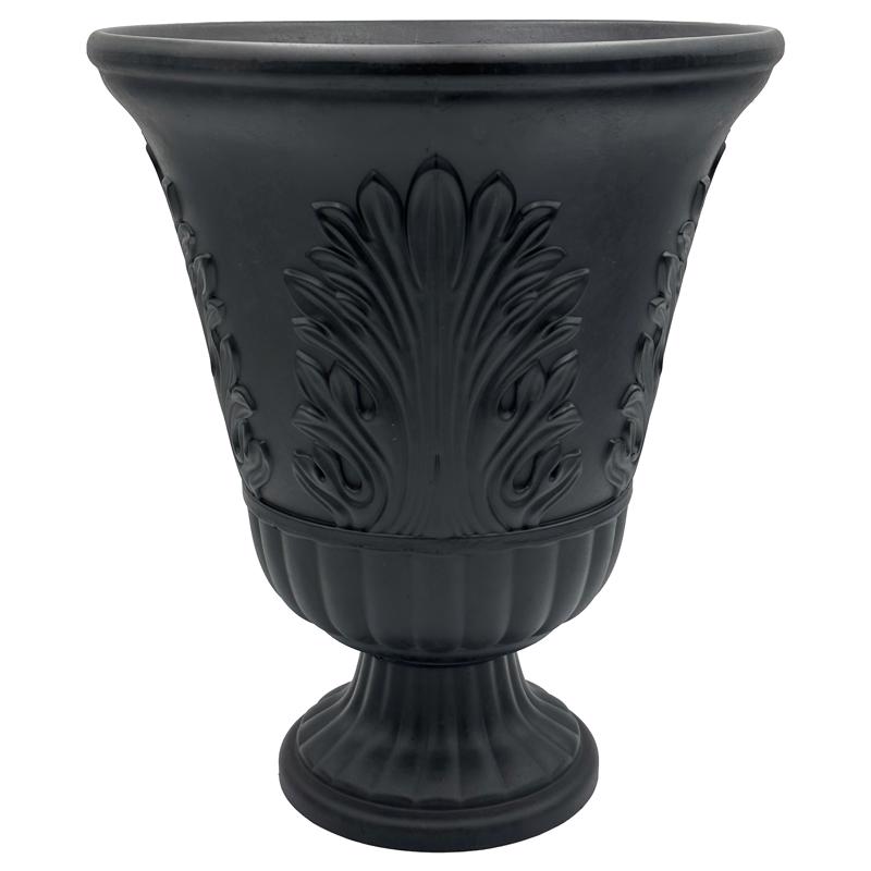 7030271 19 x 16 in. Plastic Larissa Urn Planter, Black