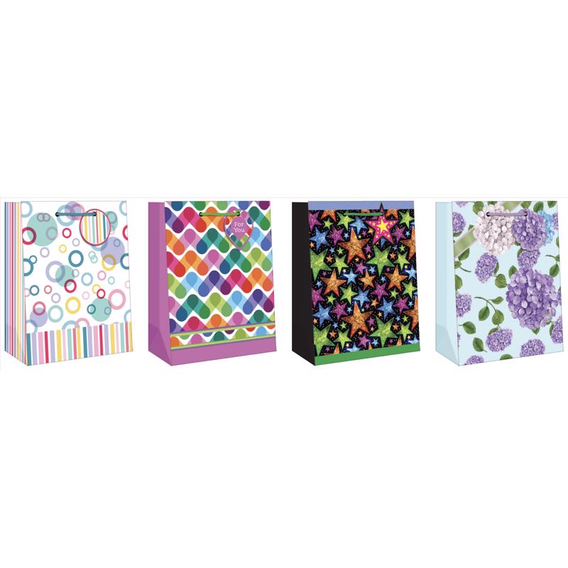 9093168 General Designs Gift Bag, Assorted Color - Medium - Pack of 12