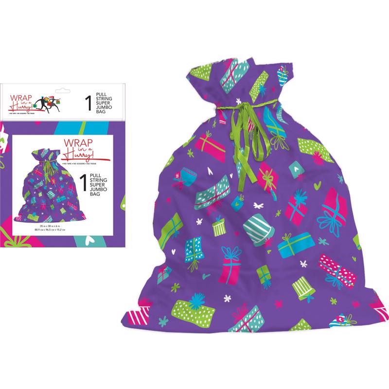9093198 Pull String Super Jumbo Sack, Multi Color - Pack of 6