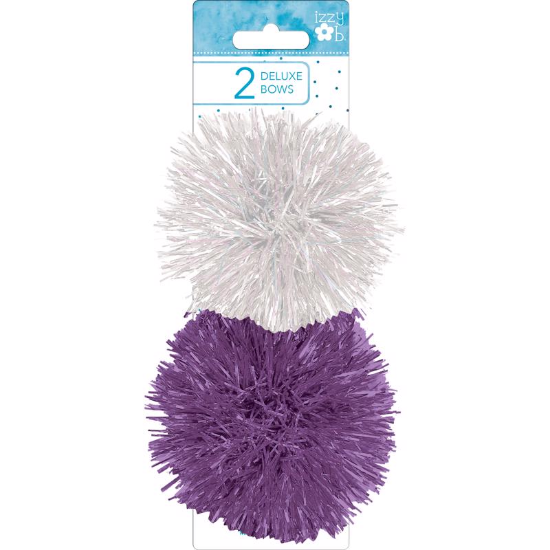 9093159 Izzy OB Pearl & Purple Firework Bows, Assorted Color - Pack of 6