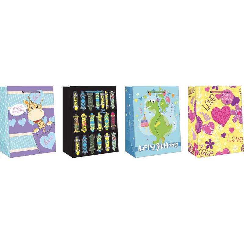 9093166 Juvenile Birthday Gift Bag, Assorted Color - Medium - Pack of 12