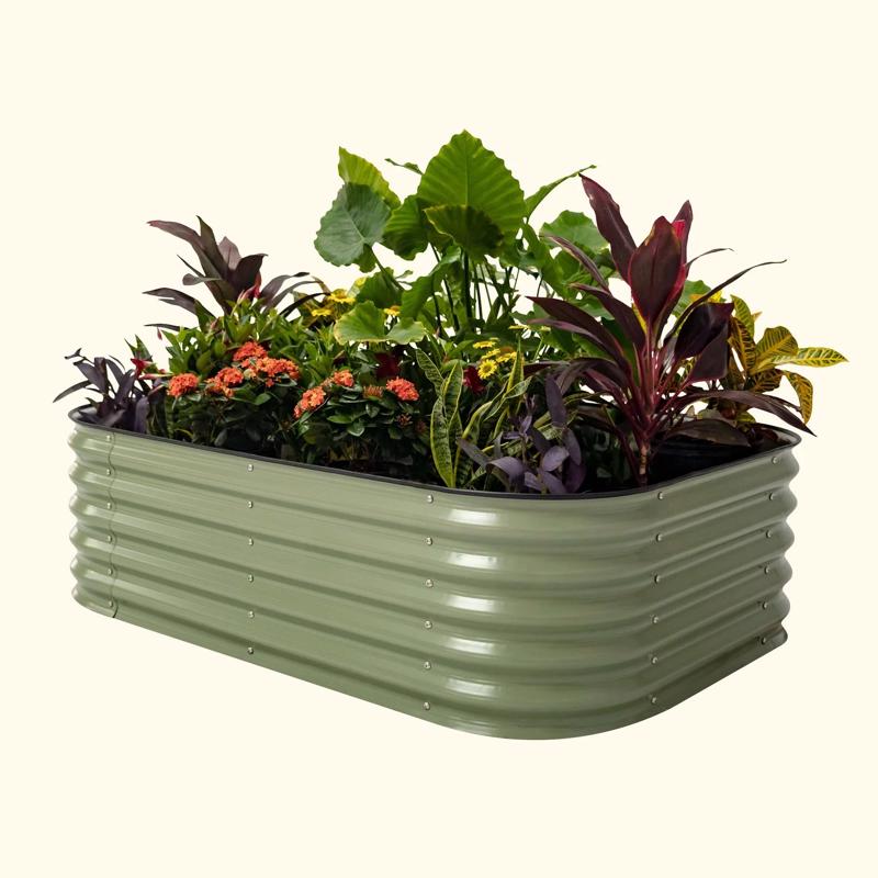 17 x 78 x 24 in. Metal Modular Raised Garden Bed Olive