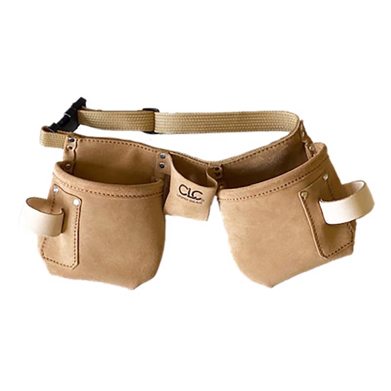 Picture of CLC 2033922 12 Pocket Suede Leather Tool & Nail Bag with Belt&#44; Beige