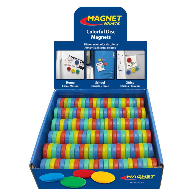 2807469 1.25 in. x 0.25 in. Disc Magnets, Assorted Color - 0.5 lbs Pull