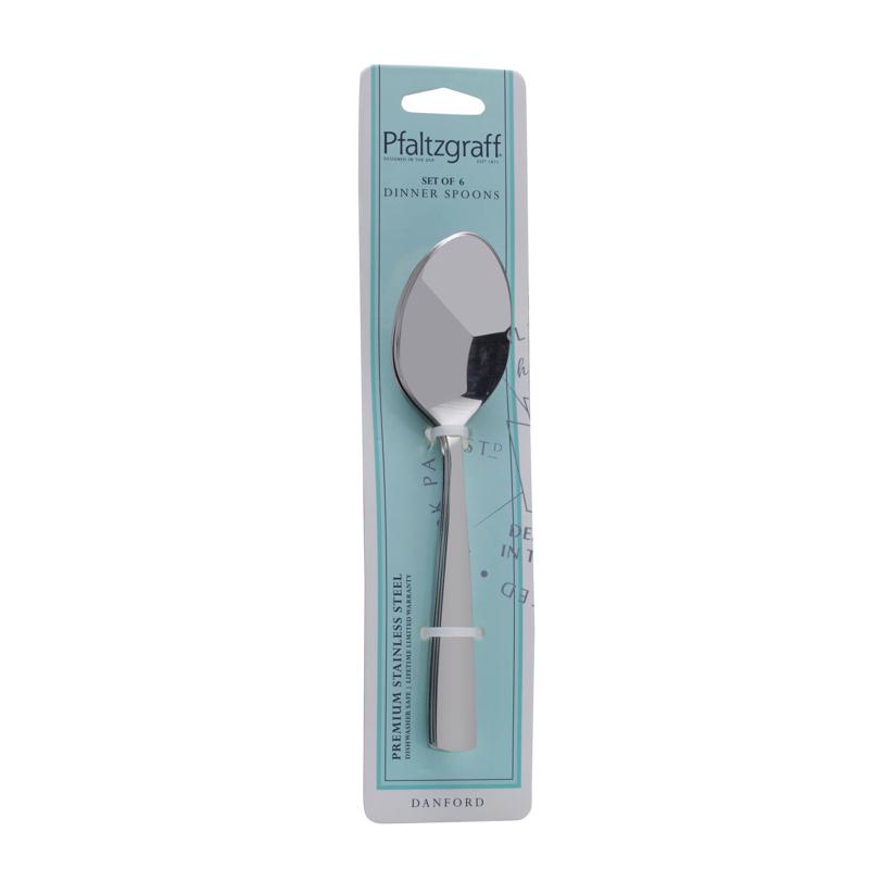 Picture of Pfaltzgraff 6068325 Stainless Steel Danford Dinner Spoon Set, Silver - Pack of 6