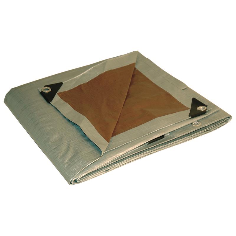 7033914 10 x 10 ft. Heavy Duty Polyethylene Tarp, Brown & Silver