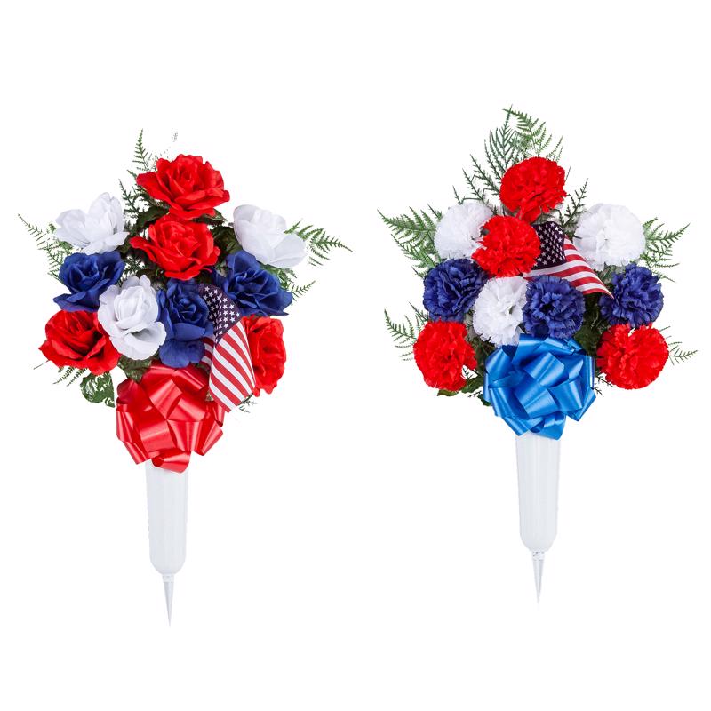 Gerson 9089014 American Flag Memorial Vase - Case of 12