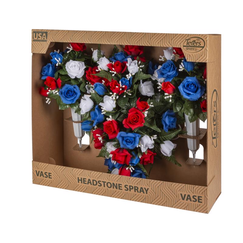 Gerson 9089012 Memorial Rose Vase & Headstone - 3 Piece