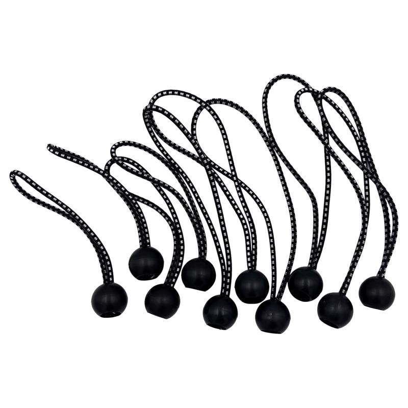 6 & 9 in. Black Bungee Ball Cord, Pack of 12