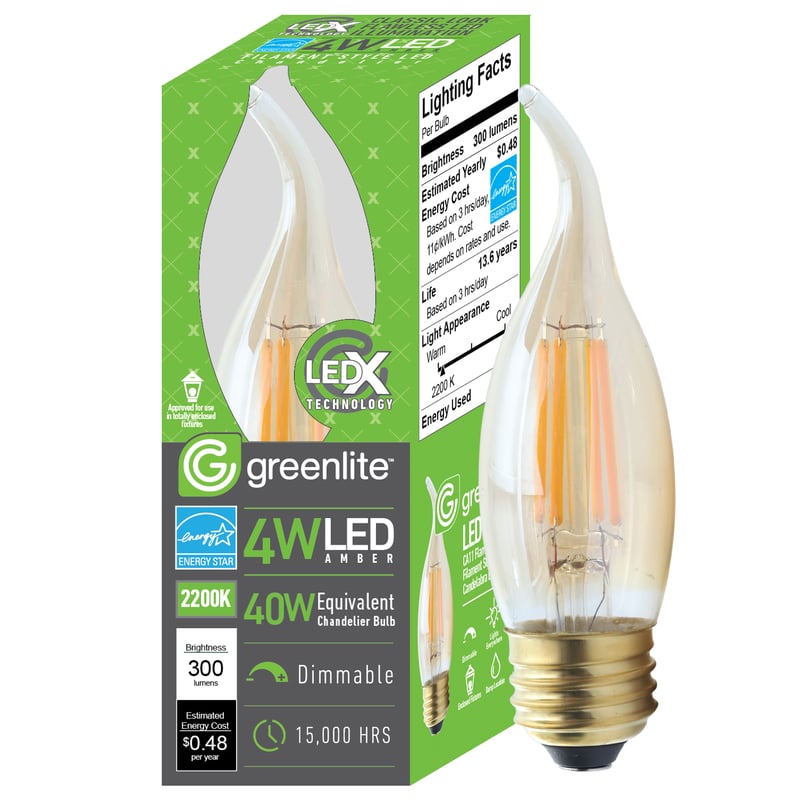 3002728 40 watt Warm White Equivalence C10 E26 Medium LED Flame Bulb