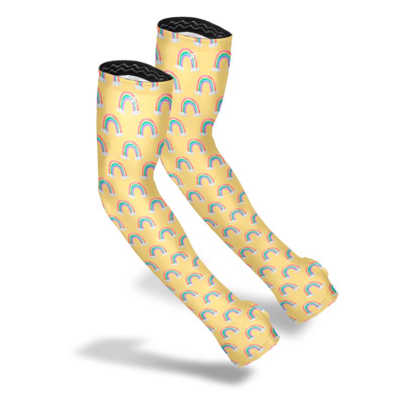 7035458 Small Polyester & Spandex Rainbow Yellow Protection Sleeves