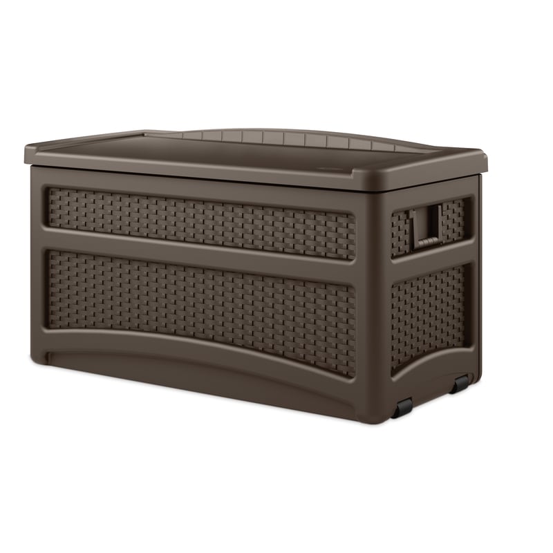 7509888 46 x 24 in. 73 gal Plastic Deck Box with Seat, Brown -  Suncast