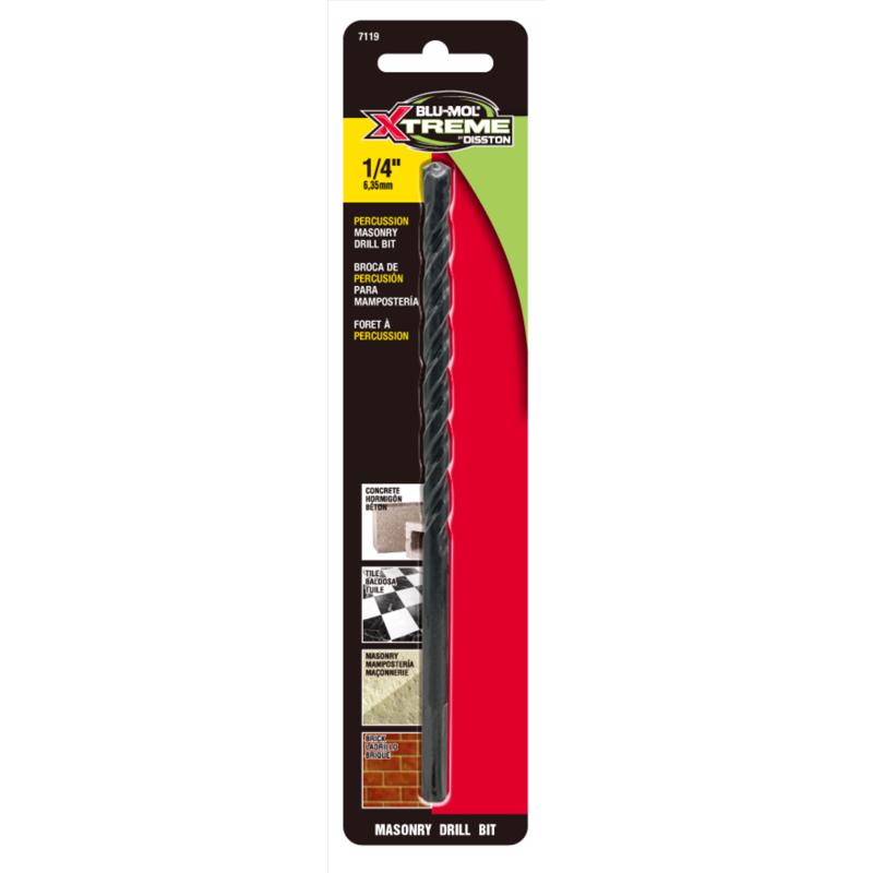 Picture of Blumol 2037308 0.25 x 6 in. Disston Blu-Mol Xtreme Carbide Straight Shank Tipped Masonry Drill Bit
